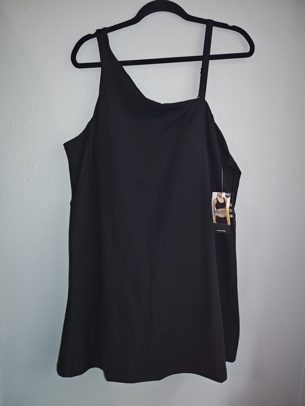 KAvia Black One-Shoulder Active Romper